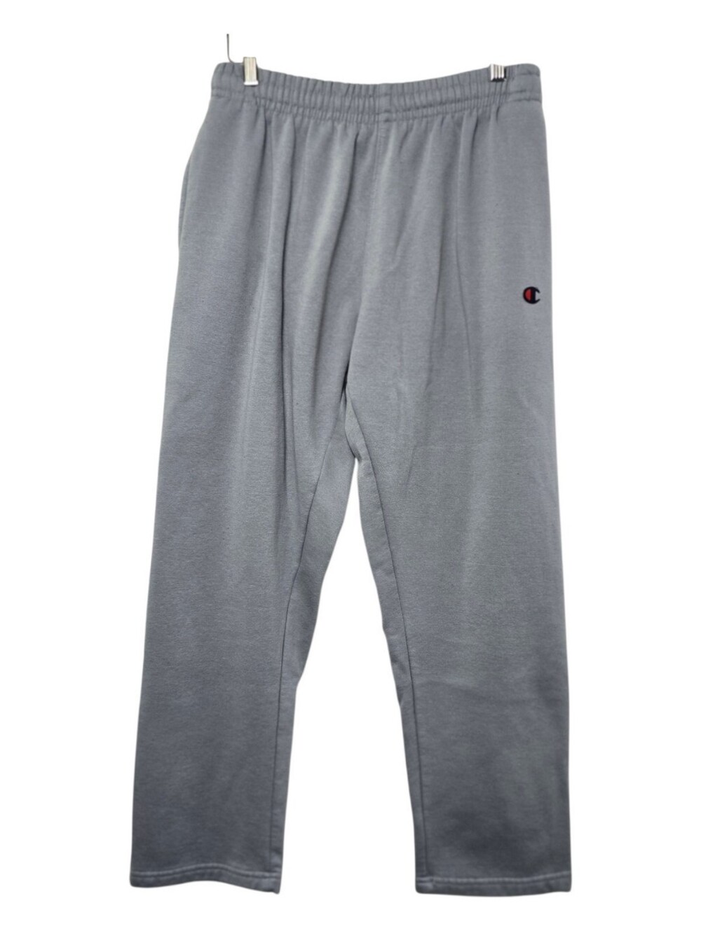 Champion Gray Jersey Sweatpants Open Bottom Elastic Waist Athletic Lounge Y2K